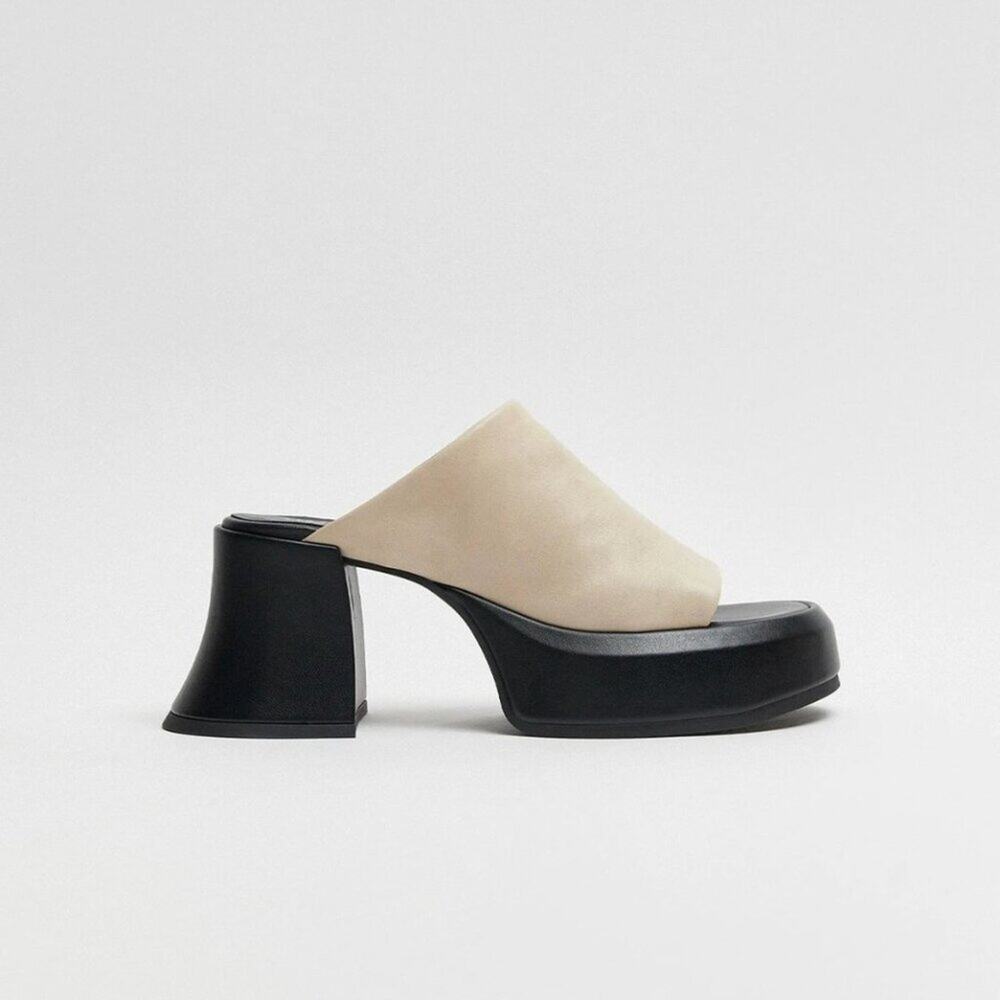 MIISTA Jimena Off-White Leather Platform Sandals